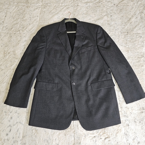 New Wool Single Breasted Men's Sport Coat Jacket Blazer Stafford 43 L Charcoal - Picture 3 of 11